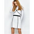 White Piping Bodycon Bandage Slip Dress